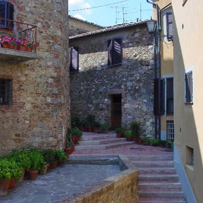 The house is on a stepped alley
