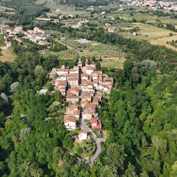 The fortifed village of Montemarciano is just a short walk away