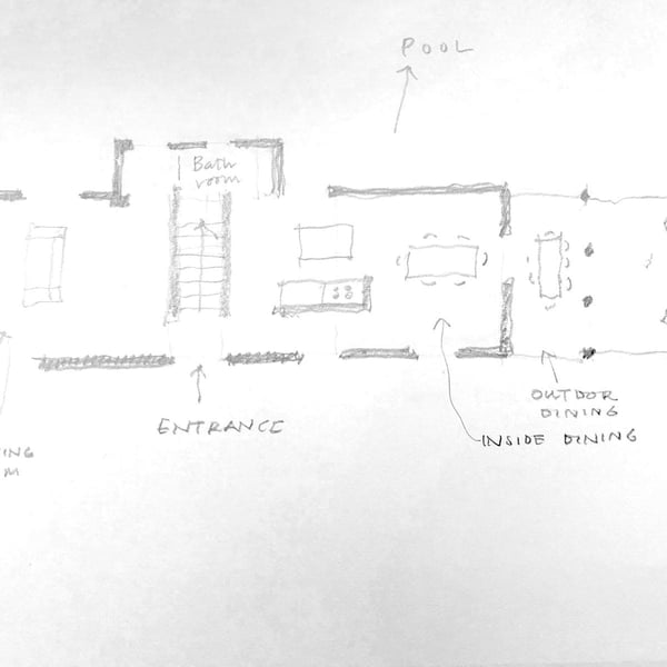 My sketch plan of the ground floor