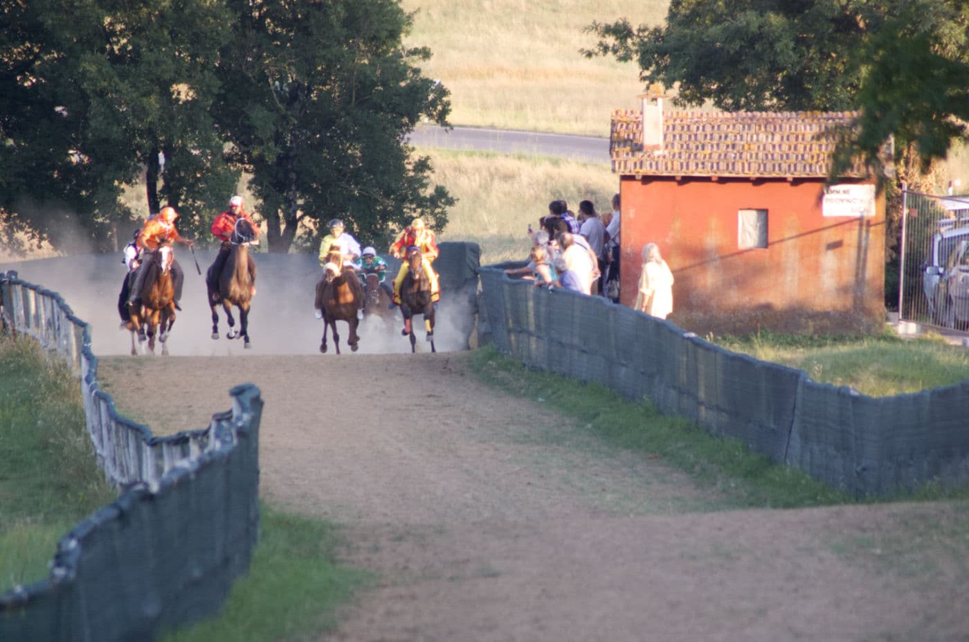The palio at Casole d'Elsa is raced on a gravel track leading up towards the village casole-palio-02
