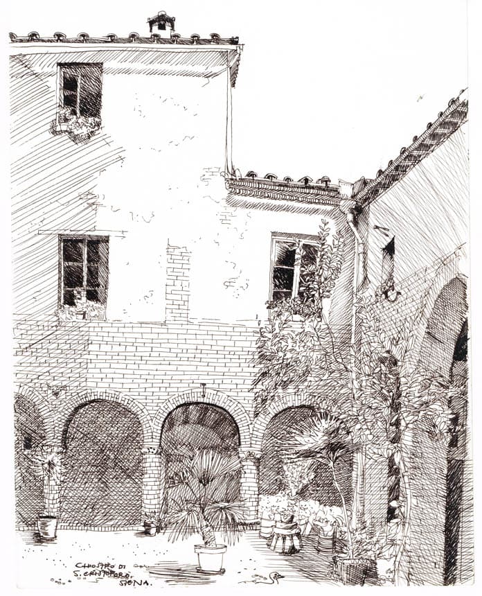Sketch of the cloister of San Cristoforo, 1995 chiostro-san-cristoforo
