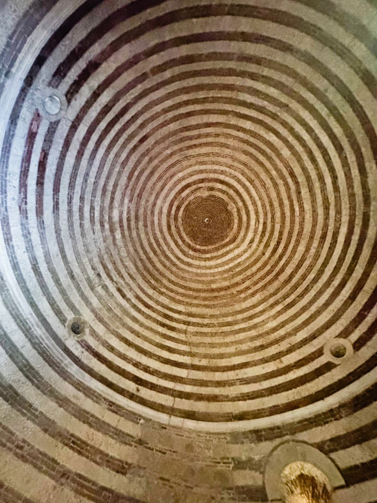 The striking concentric rings of the dome in Montesiepi
