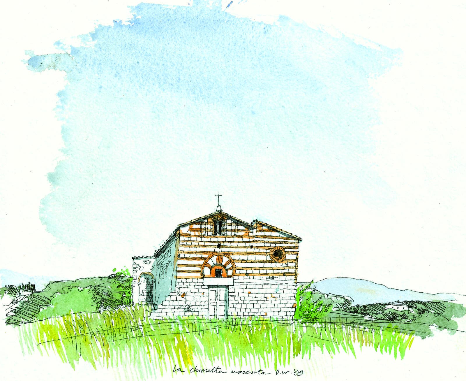 The landscape around Siena is dotted with tiny churches built along the Via Francigena chiesetta-valdelsa