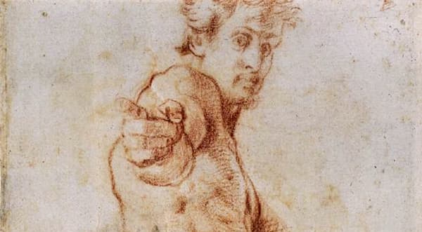 Engaging self-portrait of the artist