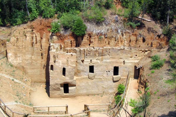 The cave tombs were cut into soft stone walls