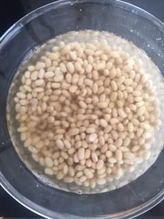 Soaking the beans overnight Soaking the beans